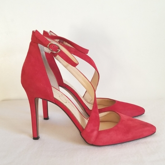 Jessica Simpson Castana Red Suede Stiletto Pump Sz 8 - Picture 3 of 9